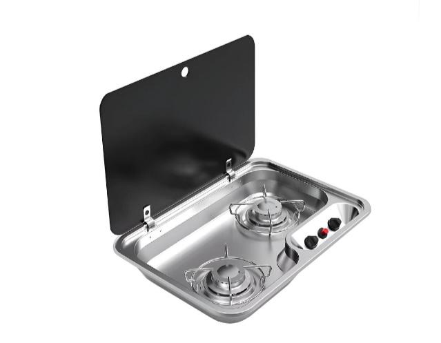 Anafe 2 hornallas con tapa de vidrio